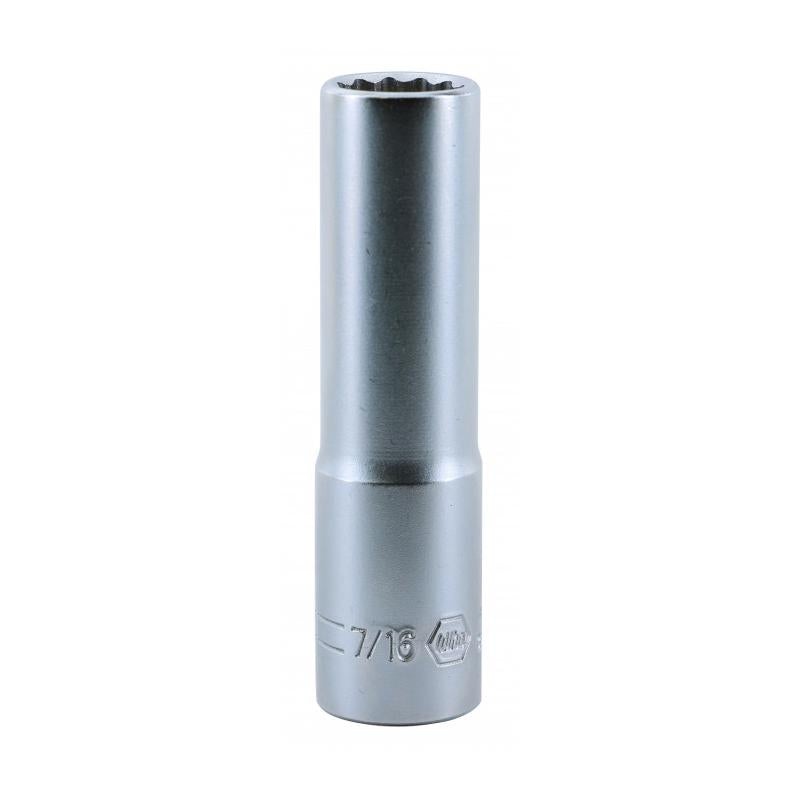 Wiha Tools 33742 3/8 Inch Drive Deep Socket, 12 Point, 7/16 Inch