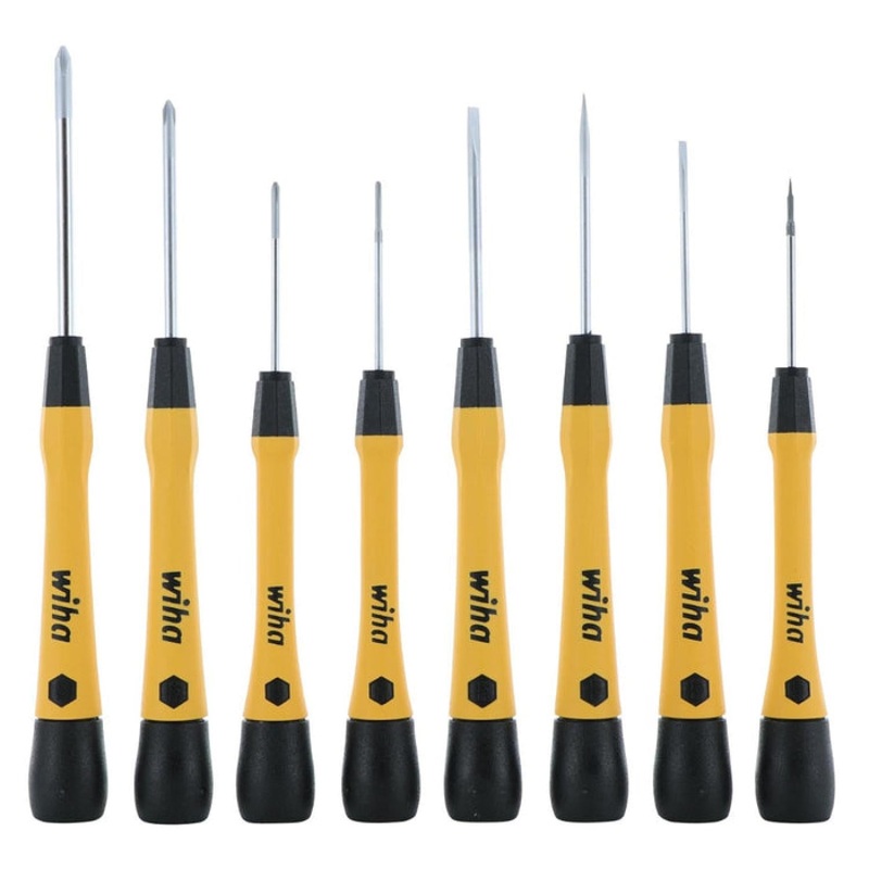 Wiha Tools 27396 8 Piece ESD Safe Slotted and Phillips Screwdriver Set with Canvas Roll Pouch