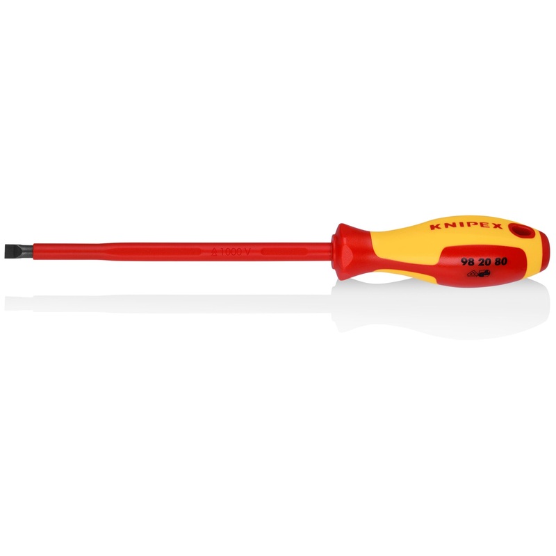 Knipex 98 20 80 Slotted Screwdriver, 7"-1000V Insulated, 5/16" tip