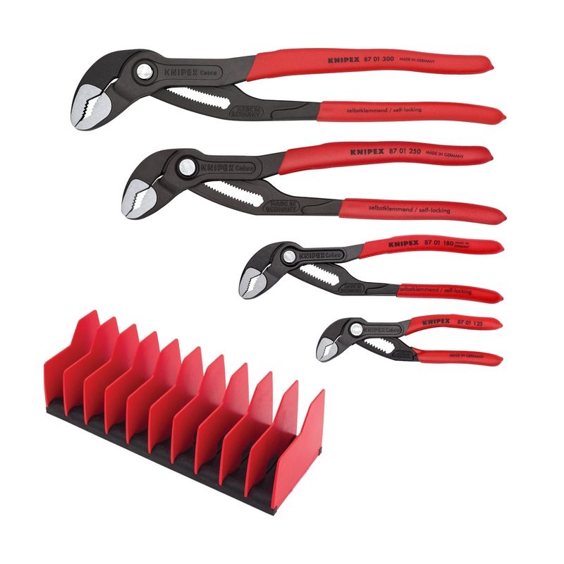Knipex 9K 00 80 138 US 4 Pc Cobra Pliers Set with 10 Pc Tool Holder