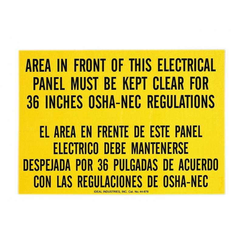 IDEAL 44-878 Safety Sign, Bilingual, OSHA Regulation, Adhesive