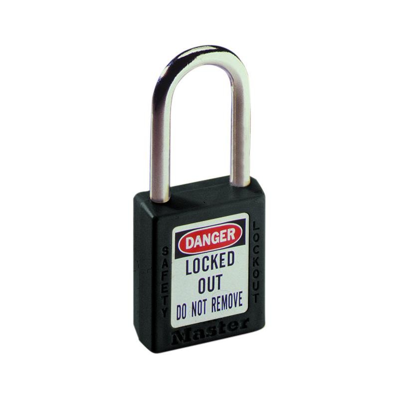 IDEAL 44-914 Padlock, 1-1/2" Shackle, Black, w/Key