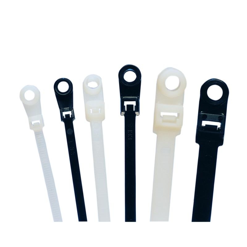 Ideal IT2SMH-C Cable Tie, Mntg Head, 8", 50 lb, Natural, 100/Bag