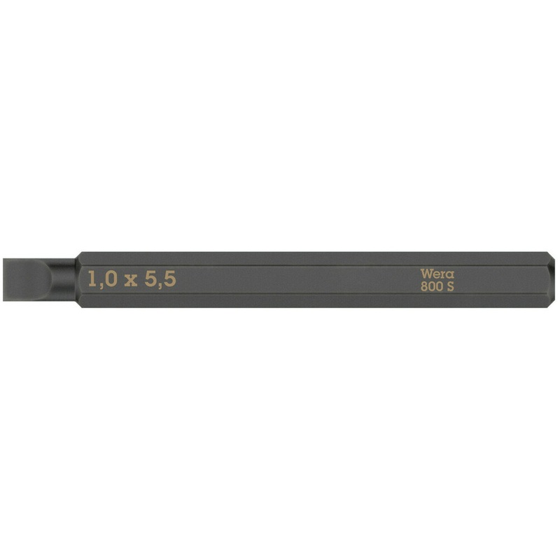 Wera 800 S Slotted bits for impact screwdrivers, 1.2 x 6.5 x 70 mm