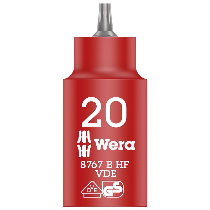 Wera 8767 B VDE HF TORX Zyklop bit socket, insulated, with holding function, 3/8" drive, TX 20 x 55 mm