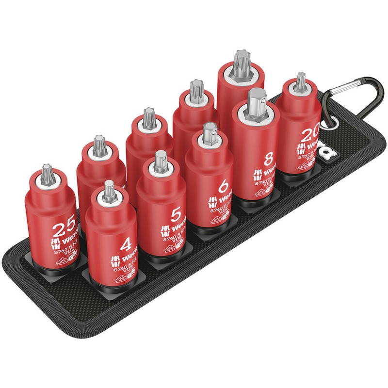 Wera Belt B VDE 1 Zyklop bit socket set TORX / hexagonal socket with holding function, 3/8" drive, 11 pieces