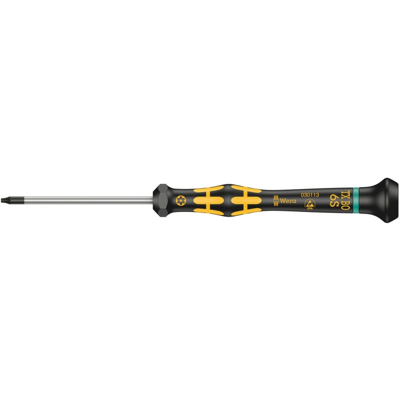 Wera 1567 TORX BO ESD Kraftform Micro screwdriver for tamper-proof TORX screws, TX 8 BO x 60 mm