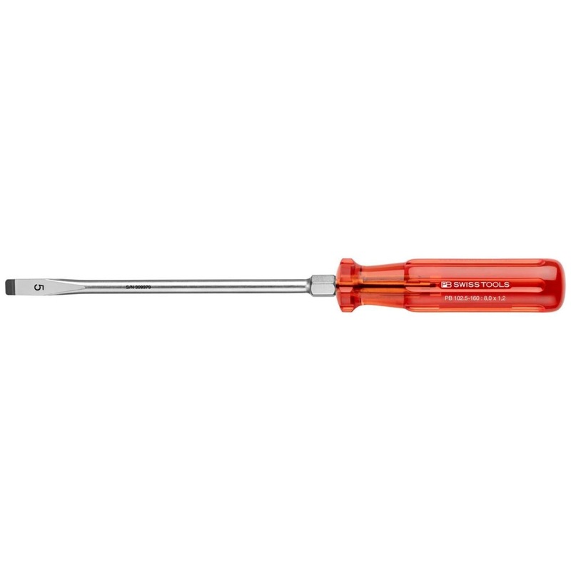 PB Swiss PB 102.5-160 Slotted Classic Screwdrivers with Hexagon Portion, 8.0mm x 160mm