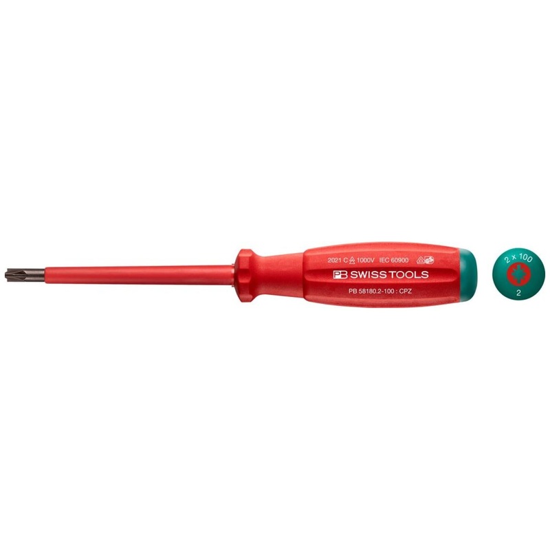 PB Swiss Tools PB 58180.2-100 SwissGrip VDE Screwdriver PZ2/SL Insulated,