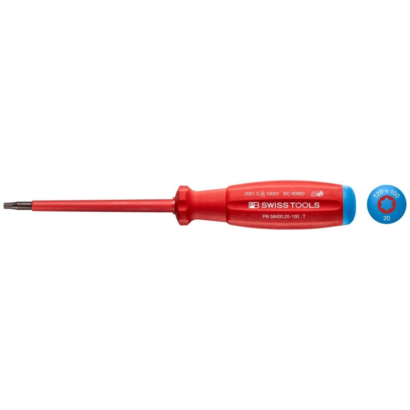 PB Swiss Tools PB 58400.20-100 Torx SwissGrip VDE Screwdriver T20 x 100mm, Insulated