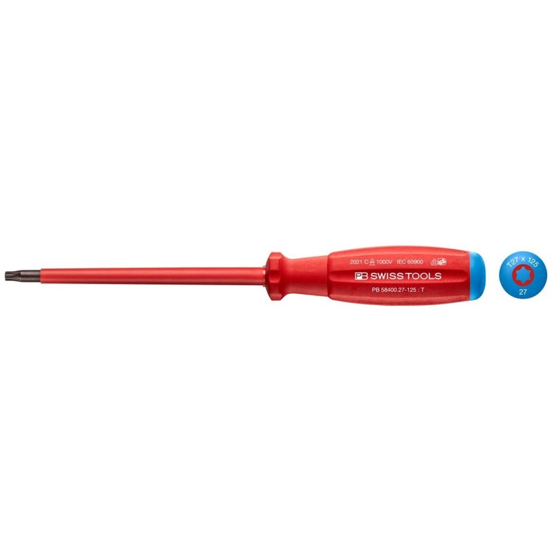 PB Swiss Tools PB 58400.27-125 Torx, SwissGrip VDE Screwdriver, T27 x 125mm, Insulated