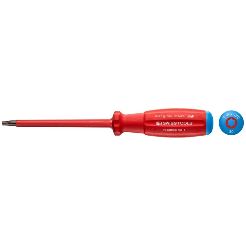 PB Swiss Tools PB 58400.30-130 Torx SwissGrip VDE Screwdriver, T30 x 130mm, Insulated
