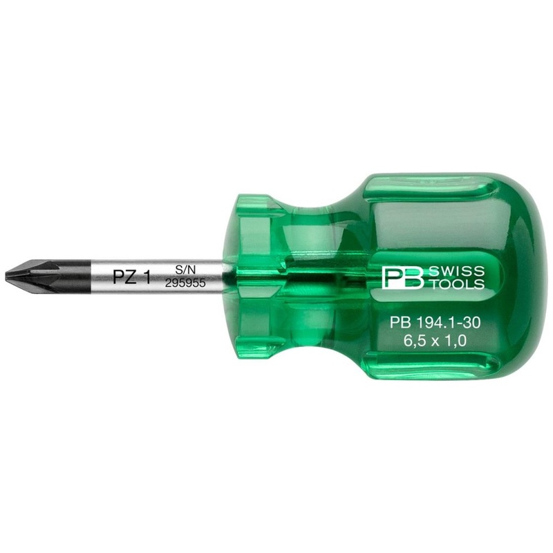 PB Swiss Tools PB 194.1-30 Pozidriv Classic Stubby screwdrivers, PZ1 x 30mm
