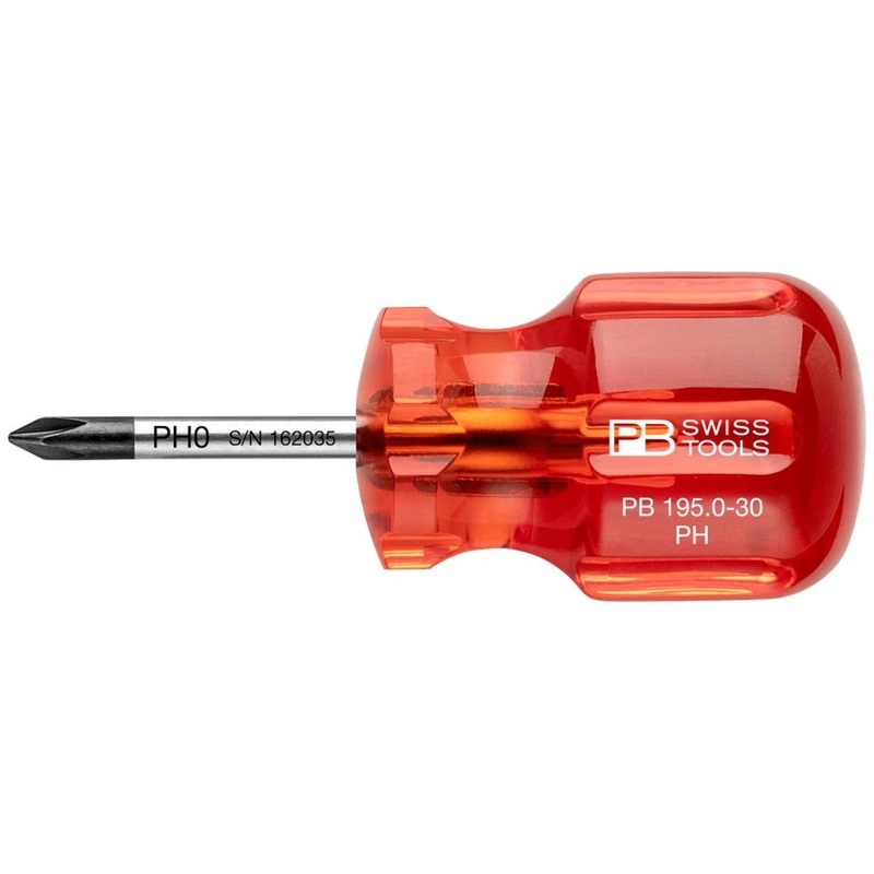 PB Swiss Tools PB 195.0-30 Philips Classic Stubby screwdrivers, PH0 x 30mm