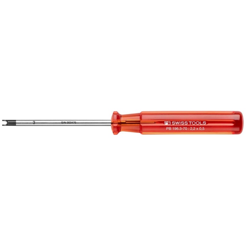 PB Swiss Tools PB 196.3-70 Slotted Nut Classic Screwdrivers, M2 x 70mm