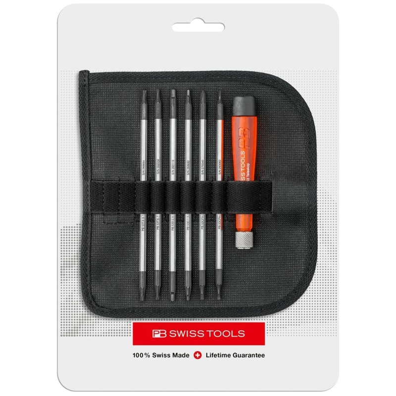 PB Swiss PB 513 Screwdrivers, Set with Telescopic Handle and Duplex Interchangeable Blades in a Compact Roll-Up Case