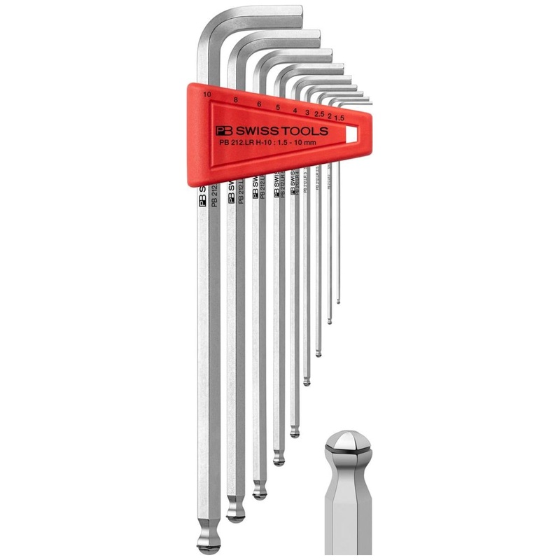 PB Swiss Tools PB 212.LR H-10 Key L-wrenches, long, with ball point and holding ring, set in a practical plastic holder