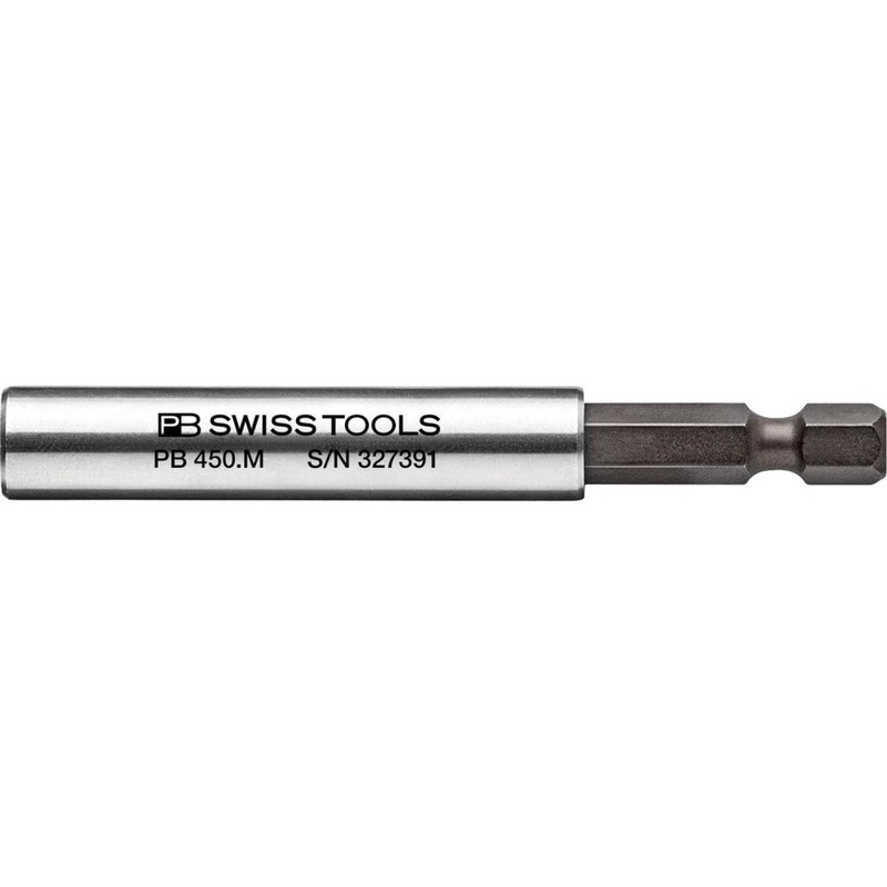 PB Swiss Tools PB 450.M 1/4" Bit Holder, Magnetic w/ Retaining Ring, Hex, 75mm