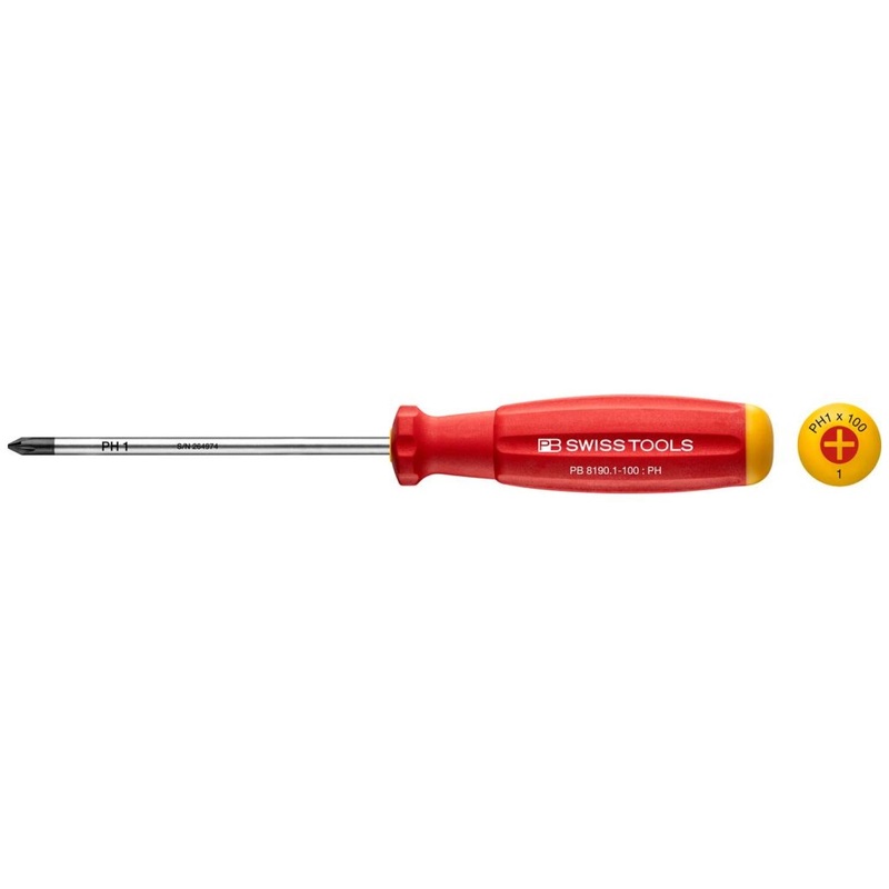 PB Swiss Tools PB 8190.1-100 SwissGrip Phillips Screwdriver 2-Component PH1