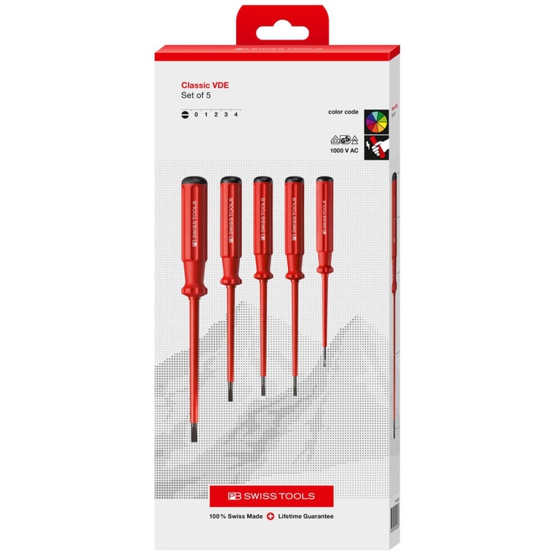 PB Swiss Tools PB 5538.CBB Classic VDE screwdriver set, fully insulated up to 1000 V AC/1500 V DC