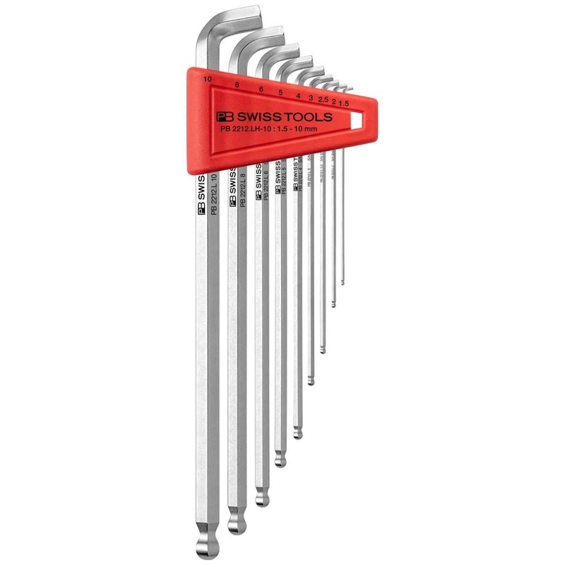 PB Swiss PB 2212.LH-10 Ballpoint Key L- Wrench Set for Hexagon Socket Screws, Long 9 Pcs