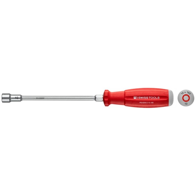 PB Swiss PB 8200.S 10-160 Hex Nut Screwdriver Swiss Grip, 10 x 160mm