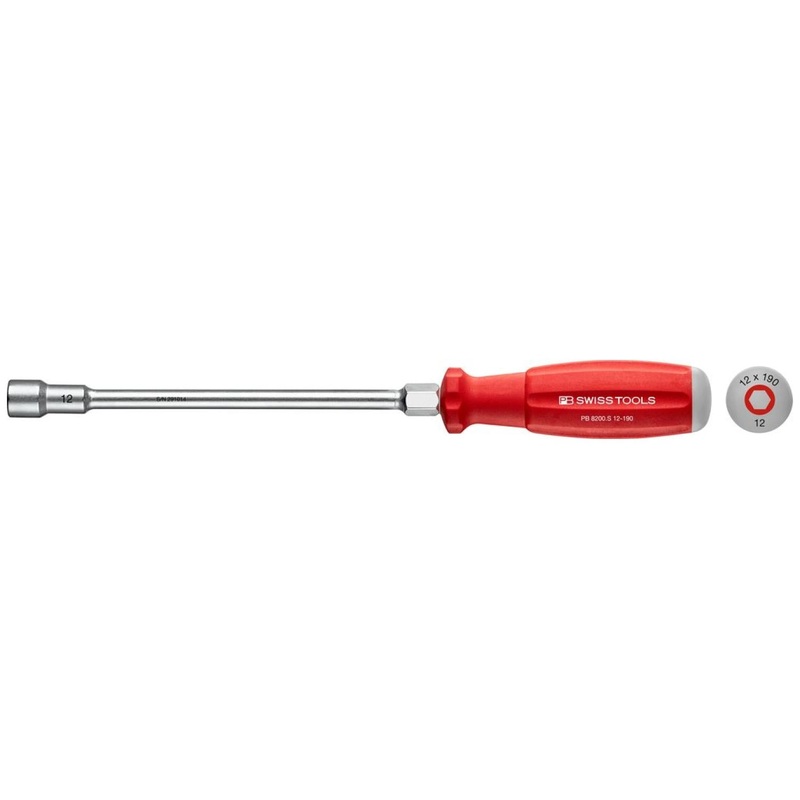 PB Swiss PB 8200.S 12-190 Hex Nut Screwdriver Swiss Grip, 12 mm