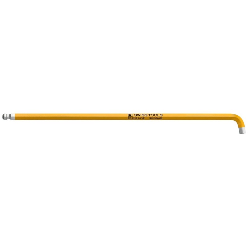 PB Swiss Tools PB 2212.L 4 YE Rainbow Key L-Wrenches Long, With Ball Point, 4 mm