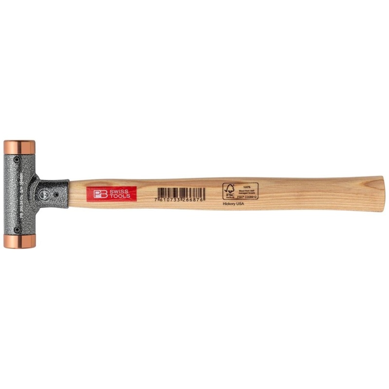 PB Swiss Tools PB 306.24 Cu Copper and Hickory Recoilless Soft-faced Deadblow Mallet