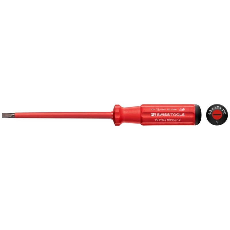 PB Swiss Tools PB 5100.5-150/6,5 Classic VDE Screwdriver, Slotted, Size 5