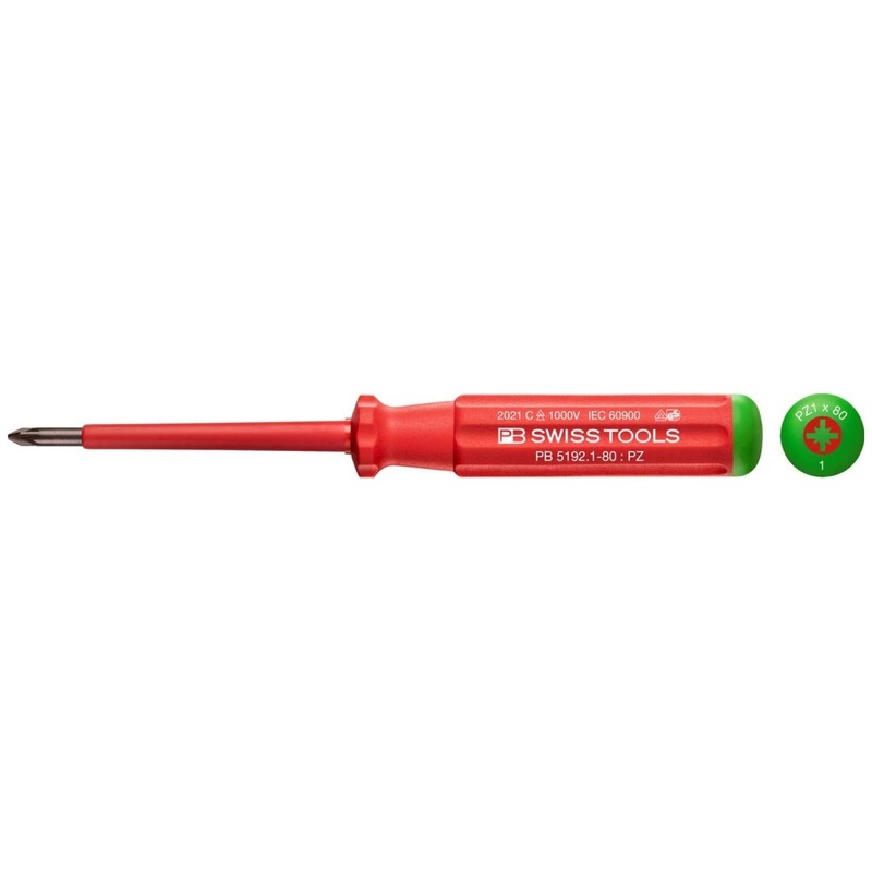 PB Swiss Tools PB 5192.1-80 Classic VDE Screwdriver Pozidriv Size PZ1