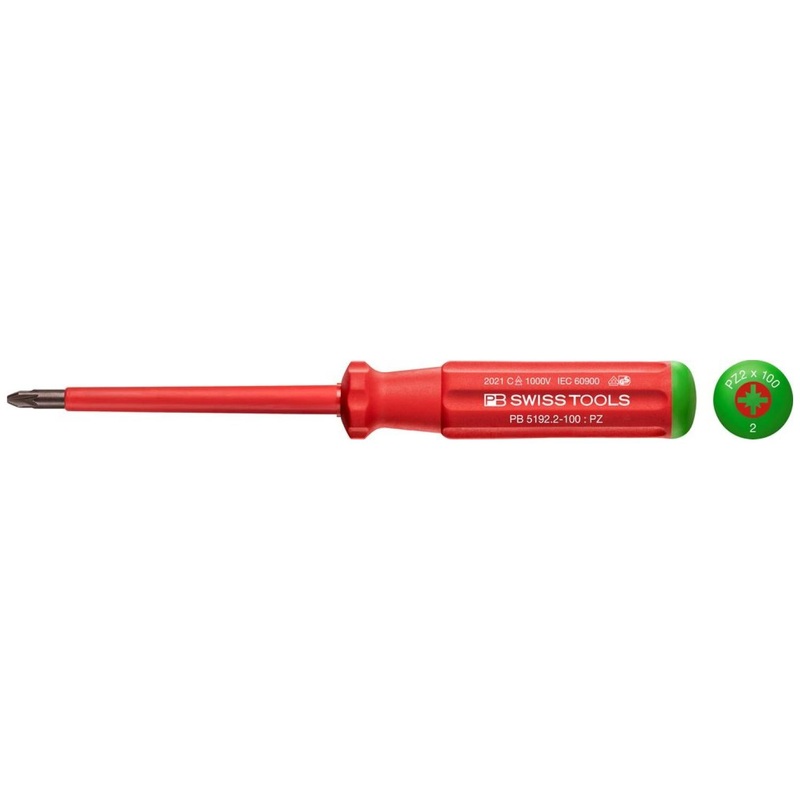 PB Swiss Tools PB 5192.2-100 Classic VDE Screwdriver Pozidriv Size PZ2