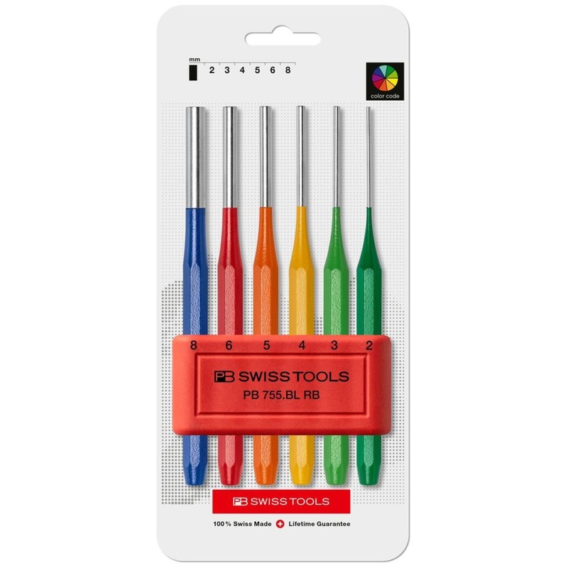 PB Swiss Tools PB 755.BL RB CN Rainbow Parallel Pin Punch Set, 6 pcs