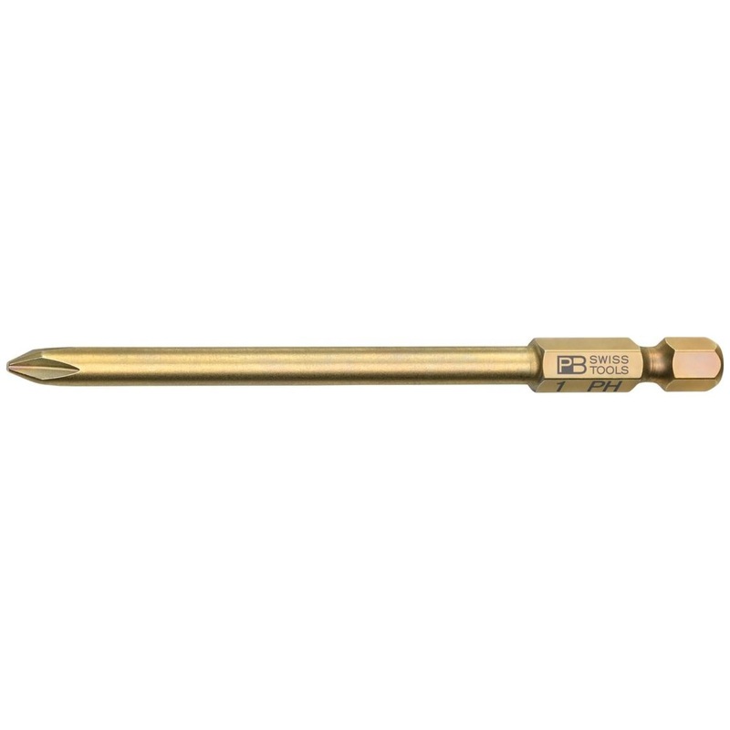 PB Swiss PB E6L.190/1 Long Blade Precision Bits for Phillips Screws, S - PH1 x 95mm