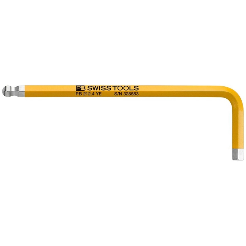 PB Swiss Tools PB 212.4 YE Rainbow L-key, Inbus With Ball End, Yellow, 4 mm