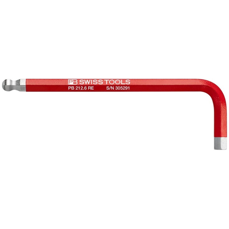 PB Swiss Tools PB 212.6 RE Rainbow L-key, Inbus With Ball End, Red, 6 mm