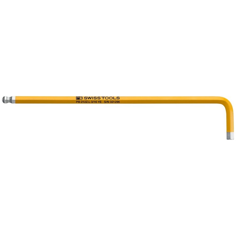 PB Swiss Tools PB 212Z.L 3/16 YE RainBow key L-wrenches, long, with ball point, 3/16 Inch