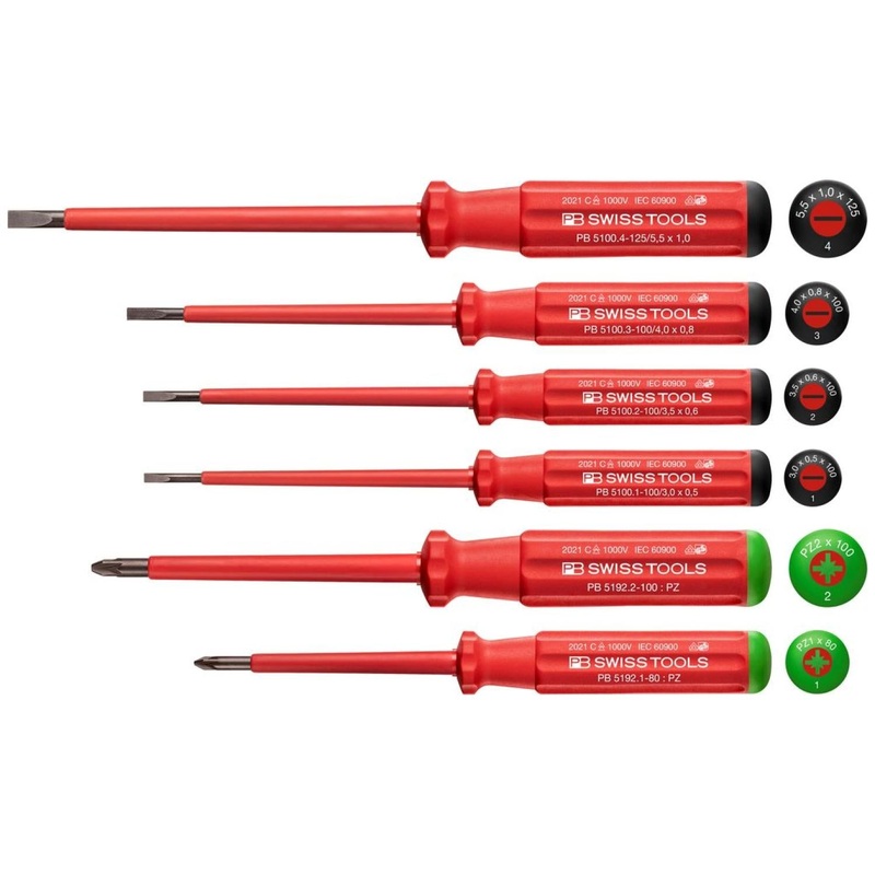 PB Swiss Tools PB 5543 Classic VDE Screwdriver Set, Slim, 6pcs