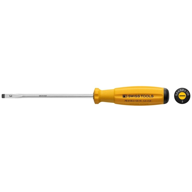PB Swiss Tools PB 8100.3-120 YE SwissGrip Screwdrivers Slotted, 5.5 mm
