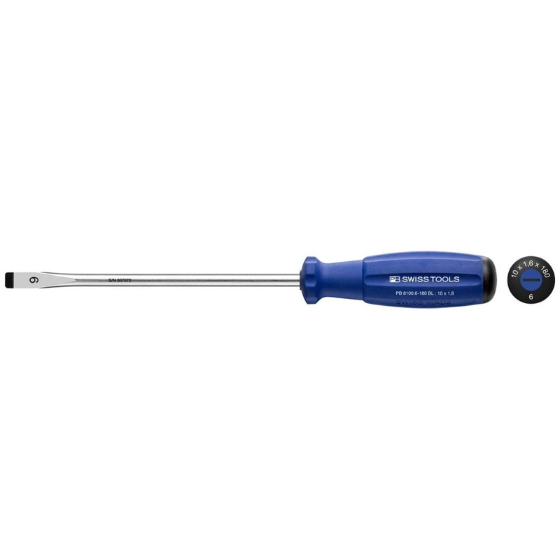 PB Swiss Tools PB 8100.6-180 BL SwissGrip Screwdrivers Slotted, 10 x 180mm
