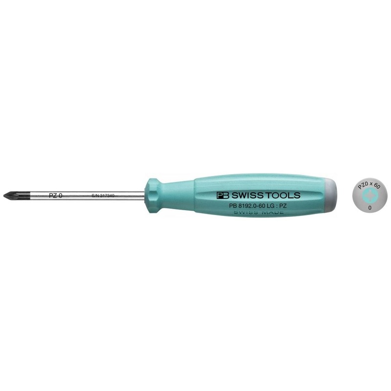 PB Swiss Tools PB 8192.0-60 LG  Pozidriv SwissGrip Screwdrivers, PZ0 x 60mm