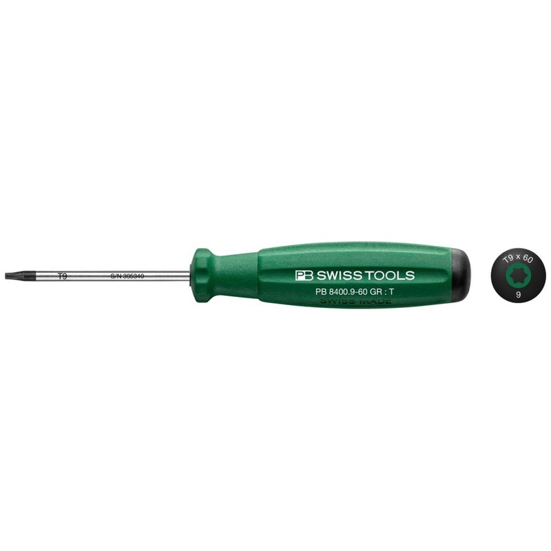 PB Swiss Tools PB 8400.9-60 GR SwissGrip Screwdrivers, TORX, T9 x 60mm