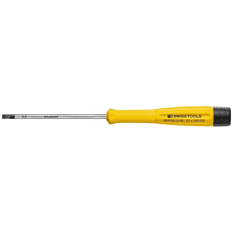 PB Swiss Tools PB 8128.3,5-80 ESD Electronic Screwdriver, Slotted, 3.5mm x 80mm