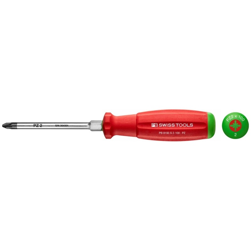 PB Swiss Tools PB 8192.S 2-100 SwissGrip Screwdrivers, Pozidriv, PZ2 x 100mm