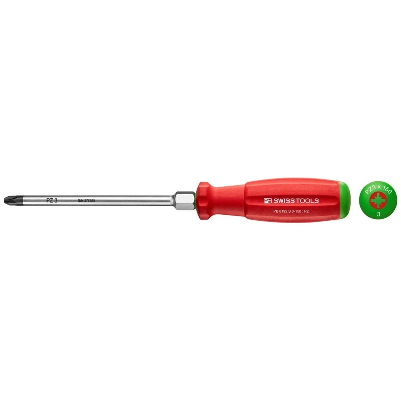 PB Swiss Tools PB 8192.S 3-150 SwissGrip Screwdrivers, Pozidriv PZ3