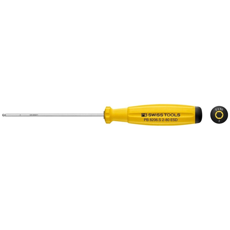 PB Swiss Tools PB 8206.S 2-80 ESD SwissGrip ESD Screwdriver Hex With Ball End 2 mm