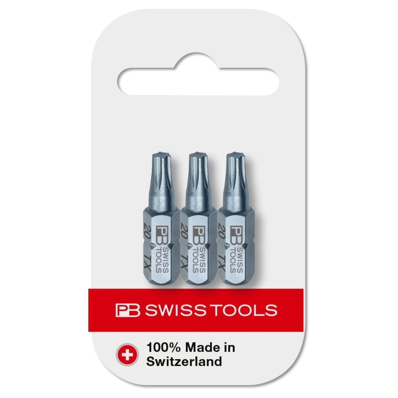 PB Swiss Tools PB C6.400/20 CN3 PrecisionBit, Design C 6.3 TORX , Size 20 , 3 Piece - 1/4 Inch