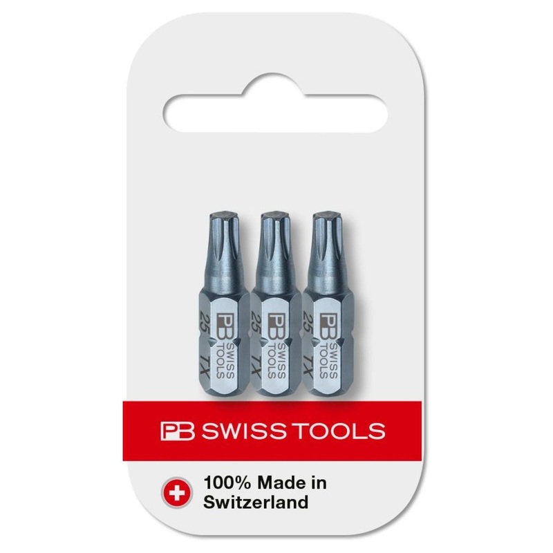 PB Swiss Tools PB C6.400/25 CN3 PrecisionBit, Design C 6.3 TORX , Size 25 , 3 Piece - 1/4 Inch