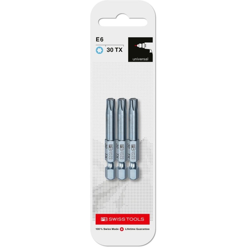 PB Swiss Tools PB E6.400/30 CN3 PrecisionBit, Design E 6.3 TORX , Size 30 , 3 Piece - 1/4 Inch