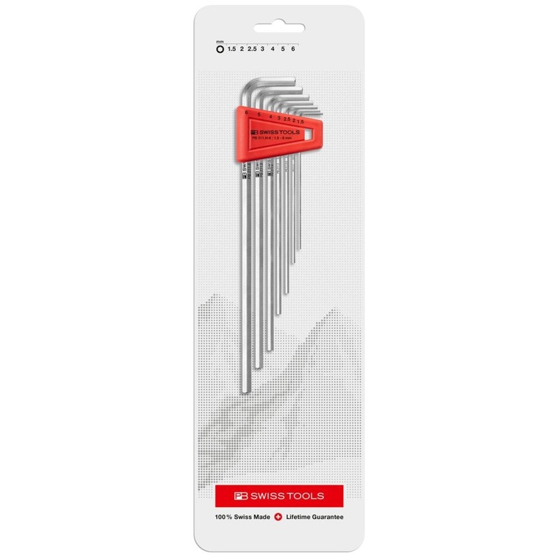 PB Swiss PB 211.H-6 CN Long Hex Key L- Wrench Sets for Hexagon Socket Screws, 7 Pcs